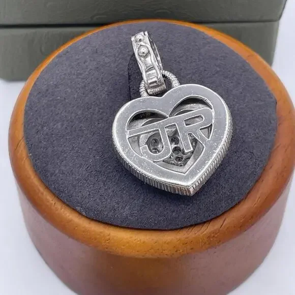 Judith Ripka Sterling Silver Heart Enhancer Pendant Mother of Pearl CZ - Picture 4 of 8